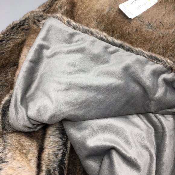 Nicole Miller Artelier Brown Faux Fur Throw Blanket 50x60 Luxury Designer NEW - Picture 6 of 8